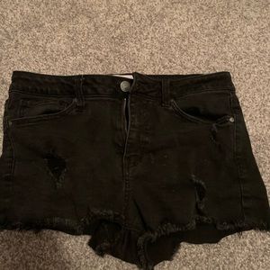 Black jean shorts